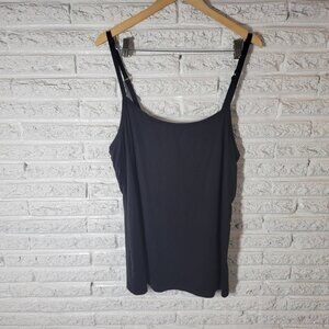 Terra Sky Womens Top 2X Camisole Black Adjustable Spaghetti Strap BLA24E